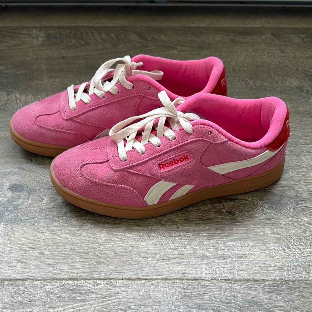 Reebok Kids Pink Suede Sneakers with White Accents